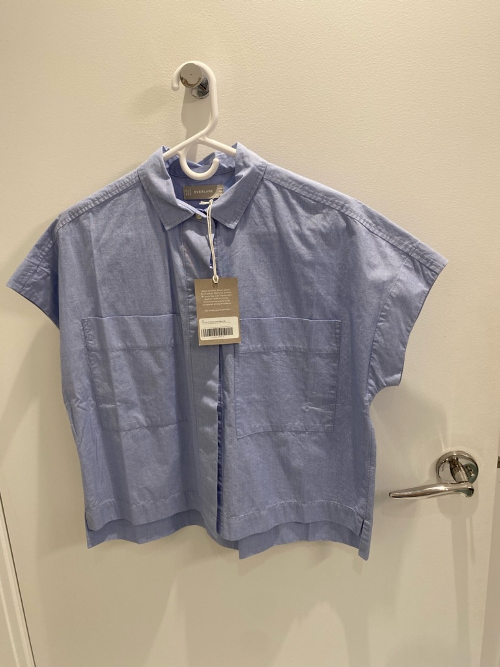 Everlane box shortsleeved shirt, slate blue,, size XS, NWT, never worn.